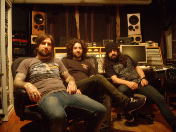 Keith, Joe, and Rob of The Damned Things in the MetroSonic control room