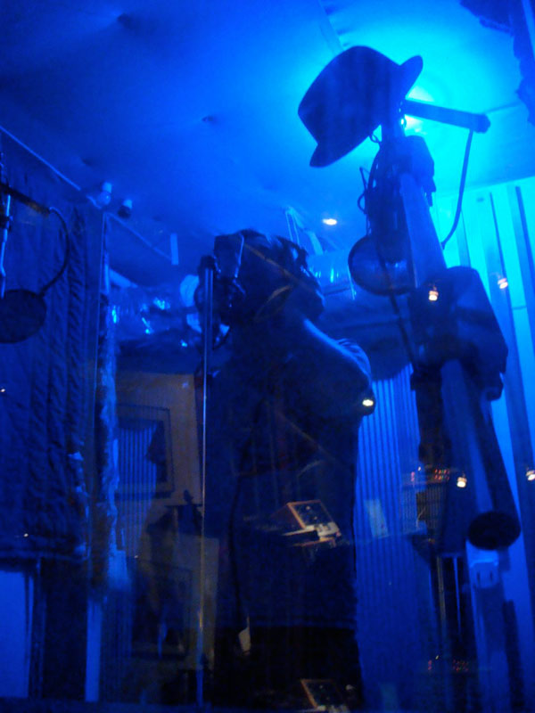 Vocal booth in a blue light